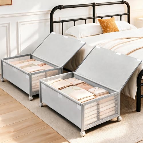 Fokyfok 2Pack Under Bed Storage Containers,12 inch Height,31 inch Long by Fokyfok