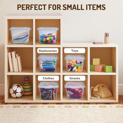 GAMENOTE 6 Quart Stackable Plastic Storage Bins with Lids, 6 Pack, Clear - Image 6