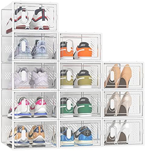 SIMPDIY Clear Shoe Storage Boxes, Stackable Shoe Organizer for Closet by DecorateYourHome