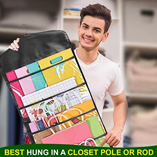 ProPik Hanging Double Sided Gift Bag Storage Organizer with Multiple Front and Back Pockets - Organize Your Gift Wrap, Tissue Paper, and Paper Bags 38 x 16 Inch PVC (Full Black) - Image 6
