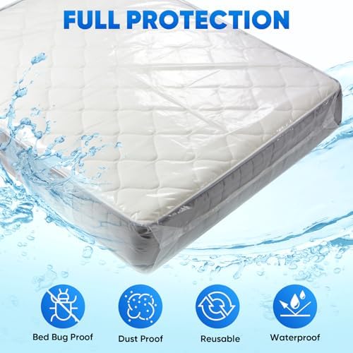 TICONN 1PK Plastic Mattress Bags for Moving, Waterproof Mattress Cover - Image 3