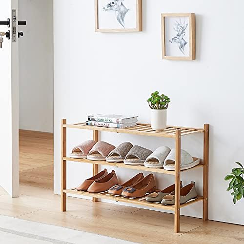 viewcare 3-Tier Free Standing Shoe Racks, Bamboo Wood Shoe Rack for Entryway & Closet, Beautiful | Natural | Functional | Sturdy Shoe Rack - Image 2