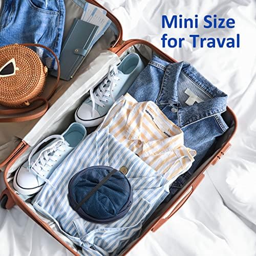 TECHMILLY Collapsible Mesh Pop Up Laundry Hamper with Sturdy Handles and Side Pocket - Portable Foldable Clothes Baskets for Dorm, Bathroom & Travel Storage (Blue, 3 Packs) - Image 2