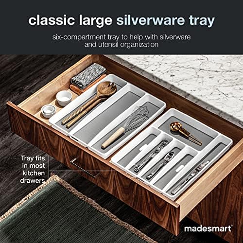 madesmart Classic 6 Compartment Silverware Tray, White - Image 2