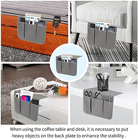 Bedside Caddy Bedside Storage Organizer Magazine Phone Tablet iPad Remote Holder, Organizer Caddy for Home College Dorm Bed, Sofa, Bunk Bed (Grey) - Image 4