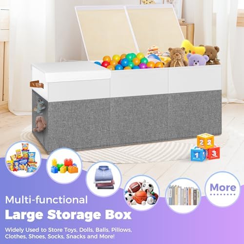 Extra Large Toy Box, Collapsible Toy Storage Chest with Lids, 40"X14"X16" - Image 5