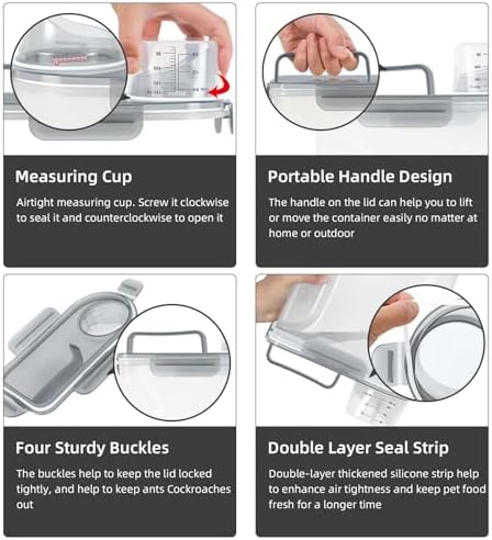 LEAWALK Cat Dog Pet Food Storage Container 5-7Lbs BPA-free (Clear Grey, 5L-1pack) - Image 4