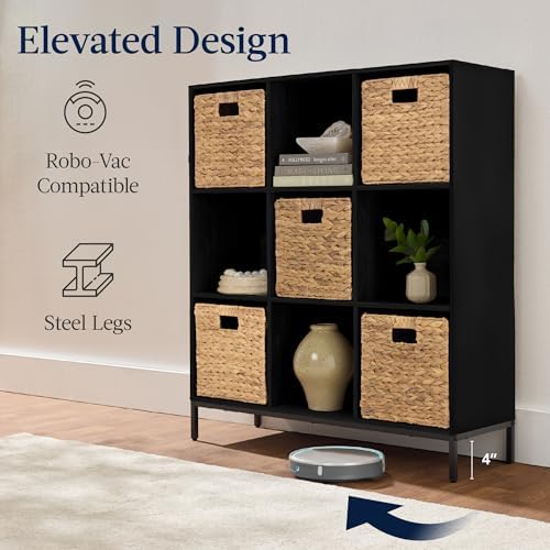 Best Choice Products 9-Cube Bookshelf, 3-Tier Wood Storage Bookcase W/Legs, 11in Shelf Opening, Cube Organizer, Living Room, Office, Nursery – Black - Image 6