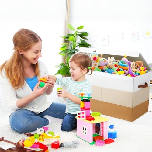 Large Toy Storage Box Chest for Kids, Sturdy Toy Box Bin Baskets with Lid - Image 2