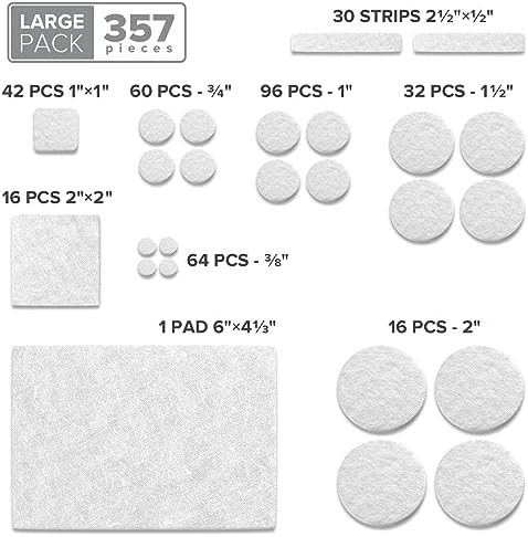 357 PCS White Felt Furniture Pads X-Protector with Many Big Sizes - Image 5