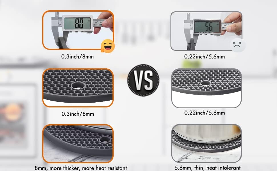 Silicone Trivets for Hot Pots and Pans, 0.31" Thick Trivet Mat for Hot Dishes Set of 4, Heat Resistant Durable Flexible Silicone Mat Pot Mat for Countertop, Easy to Wash and Dry, Dark Gray - Image 4