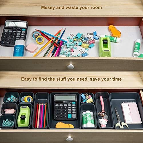 Gonice 18 PCS Interlocking Drawer Organizers Plastic Desktop Organizer Tray - Image 3