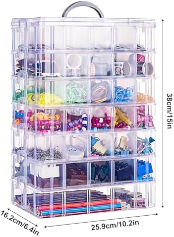 Bead Organizer 7 Tier 70 grid Stackable Craft Tackle Storage Container - Image 2