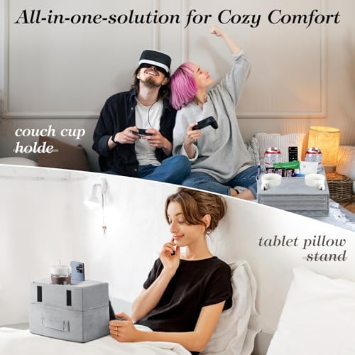 Luxspire Couch Cup Holder, Couch Caddy, 8 Holes, Gray - Image 2