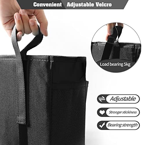 Bseash Bunk Bed Organizer, Bedside Caddy Hanging Bed Organizer Storage Bag with 4 Pockets and 2 Hooks, for College Dorm Rooms Bed, Hospital Bed, Baby Bed Rails, 600D Oxford Cloth (Black) - Image 4