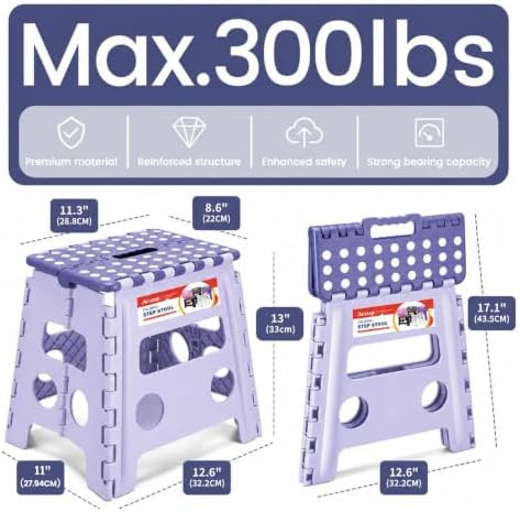 ACSTEP Foldable Step Stool for Adults 13 Inch, 300 lbs, Purple - Image 3