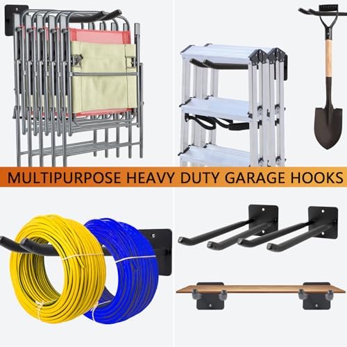 Sinoer 4 Pack Steel Wall Mount Double Garage Storage Hooks - Image 3