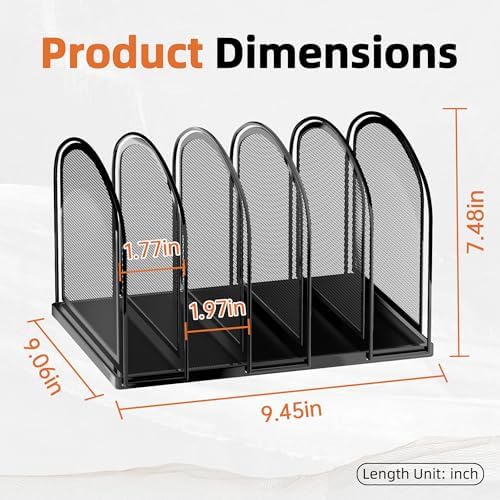 SUPEASY 5-Section Vertical File Organizer, Mesh Desk Organizer, Black - Image 2
