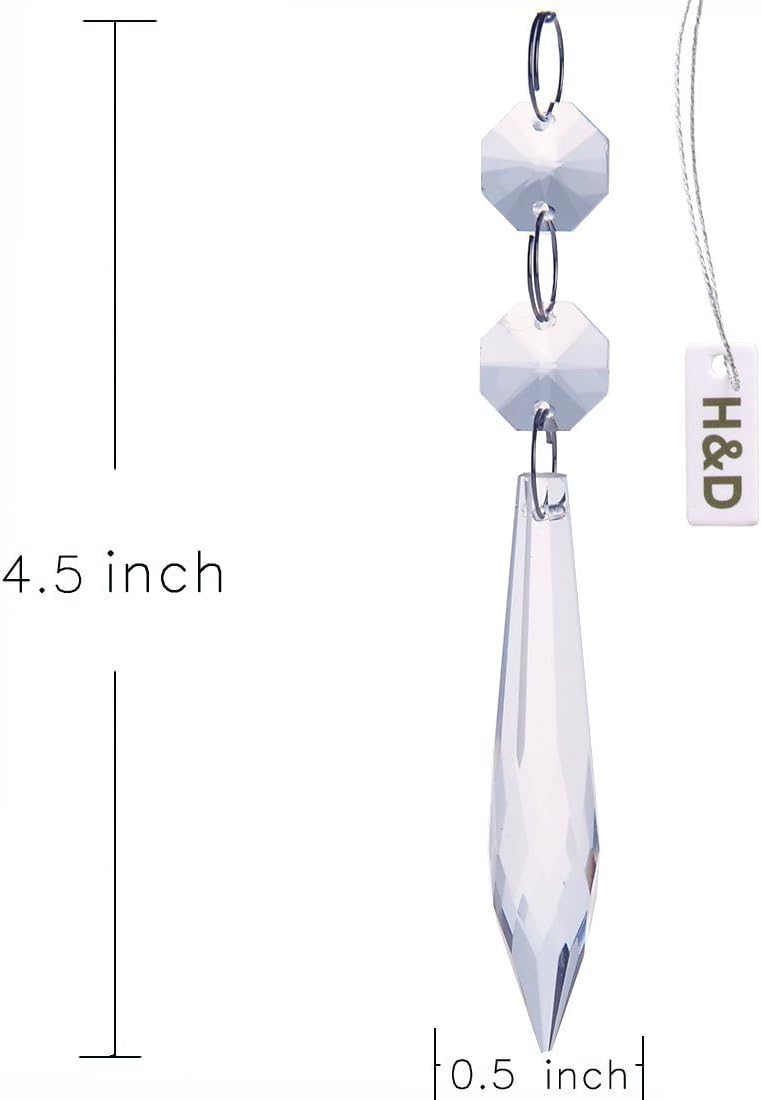 H&D 10pcs 63mm Chandelier Crystals Ornament - Clear Crystal Chandelier Prisms Icicle Drop Pendants
