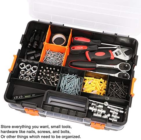 CASOMAN Tool Box Organizer Interlocking Black Small Parts Organizer for Fasteners and Crafts w/Removable Dividers (2 Piece Pack) - Image 6