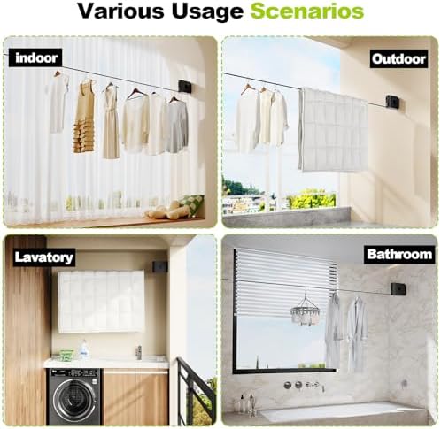 Retractable Clothesline, 13.9 FT TPU Strap, 34 Hanging Holes, Wall Mounted - Image 7