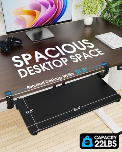 Large Keyboard Tray Under Desk, Pull Out Keyboard & Mouse Tray for Typing - Image 2