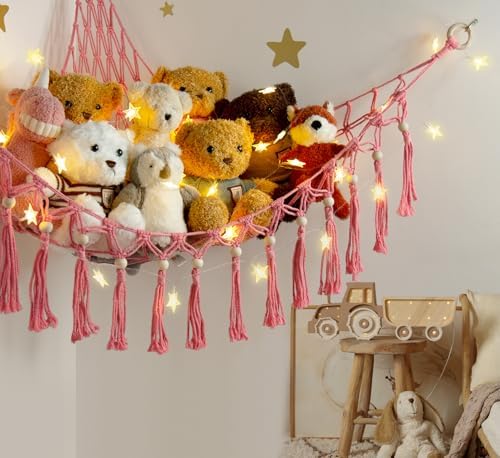 Stuffed Animal Toy Storage Hammock with LED Light,Plushie Net for RoomDecor - Image 2
