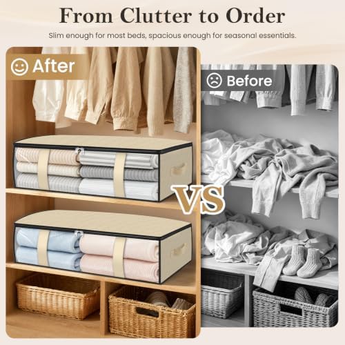 8 Pack Storage Bags, 40L Clothes Storage Containers, Storage Bins, Beige - Image 4