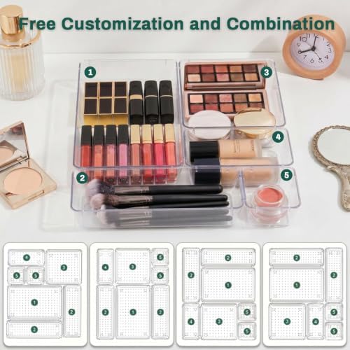 10 PCS Clear Plastic Drawer Organizers Set Storage Trays - Image 5