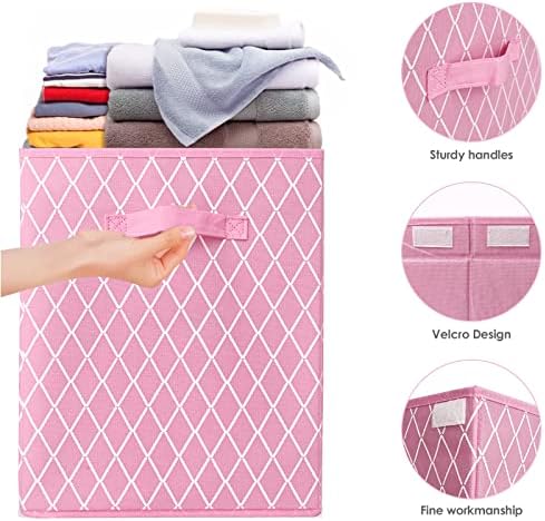 Toy Box Chest Organizer Bins for Girls Boys, Kids Large Fabric Collapsible Storage Basket Container with Flip-Top Lid & Handles for Clothes,Blanket,Nursery,Playroom,Bedroom (Pink) - Image 3