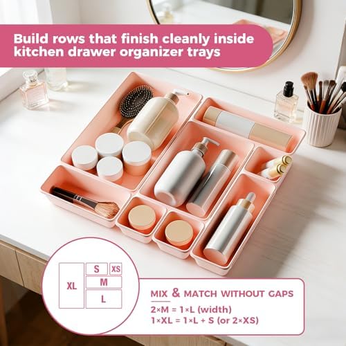 [ 48PCS & 5 Sizes ] Tool Box Organizer Tray, Toolbox Drawer Organizer with Non-Slip Pads, Desk Drawer Divider Set, for Vanity, Desk, Bathroom, Kitchen, Dresser and Home Office Drawers - Image 5