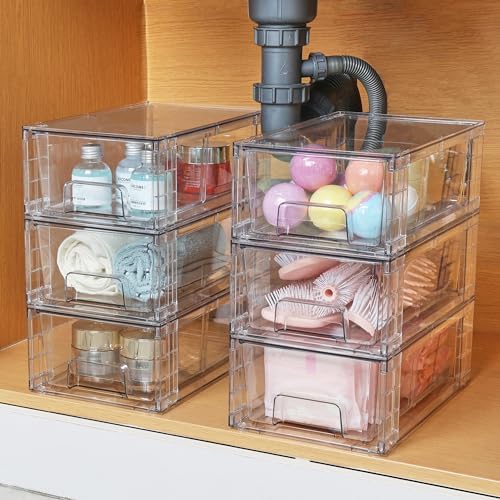 Vtopmart 4 Pack Stackable Clear Drawer with Dividers - Image 2