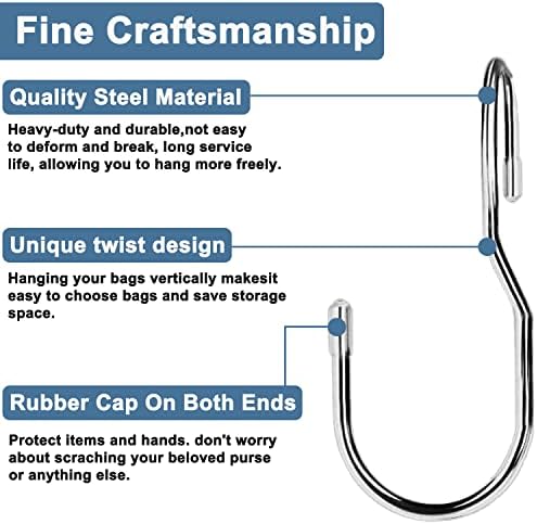 Unique Twist Design Bag Hanger Purse Hooks - 5 Inch Large Size Closet Rod Hooks for Hanging Bags, Purses, Handbags, Belts, Scarves, Hats, Clothes, Pans and Pots (12 Pack) - Image 6