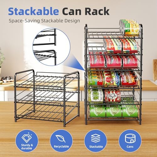 Simple Trending Can Rack Organizer, Stackable Can Storage Dispenser Holds up to 36 Cans for Kitchen Cabinet or Pantry, Black - Image 6