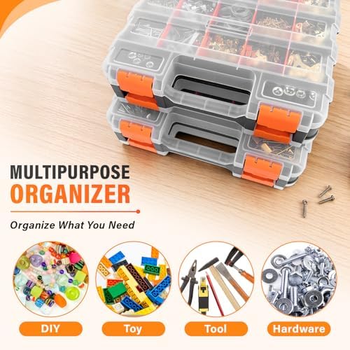 DIYSELF 2 Pack Hardware Organizer, 34-Compartment Small Parts Organizer - Image 6
