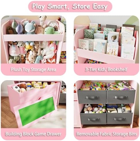 51.1" W Toy Storage Organizer with Stuffed Animal Storage, Wooden - Image 5