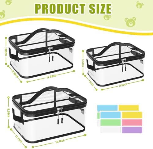 8 Pcs Large Clear Toy Storage Bags with Labels, Handles, Zippers, L+XL+XXL - Image 2
