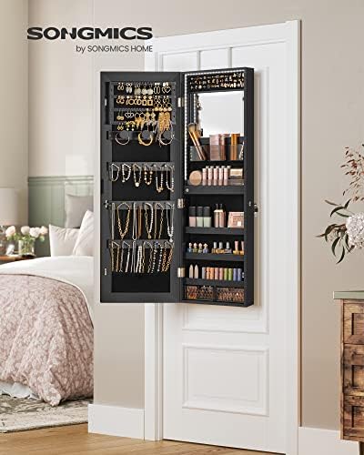SONGMICS Mirror Jewelry Cabinet Armoire, Wall or Door Mounted, Lockable - Image 3