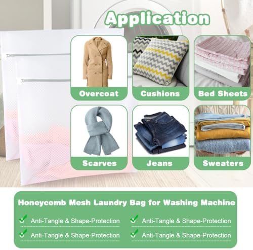 Tenn Well 2Pk 24x24" Honeycomb Mesh Laundry Bags XXL for Delicates - Image 5