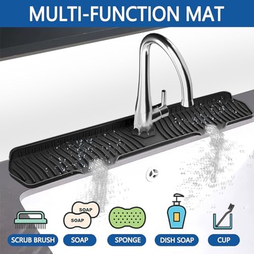 Kitchen Sink Splash Guard Gen2-30" x 6'' Silicone Sink Mat Splash Guard fit for Countertop, Bathroom,Farmhouse,RV by EBIGIC (Black) - Image 5