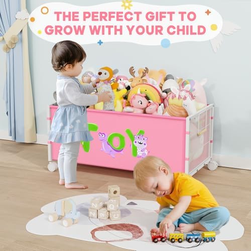 JBBTOOL Large Toy Box, Toy Storage Organizer for Kids, Toy Chest for Toddlers with 360° Wheels, Toybox for Living Room, Oxford Cloth Toy Box for Boys, Girls, Stuffed Animals, Clothes - Image 6