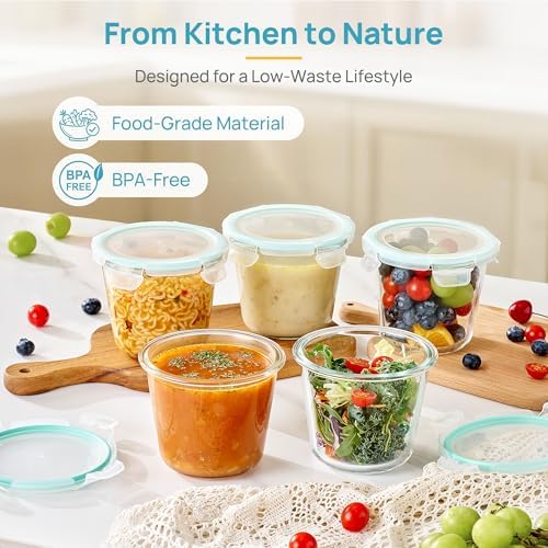 Vtopmart 5 Pack 3 Cup Glass Soup Container Set with Airtight Lids - Image 4