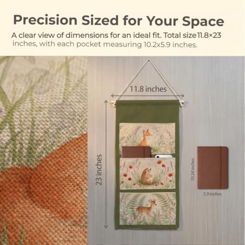 IAXIC Watercolor Forest Animal Canvas Wall Hanging Organizer with Pockets - Image 3