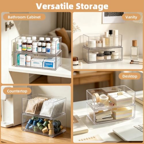 Stackable Medicine Cabinet Makeup Organizer for Bathroom, 2 Pack - Image 6