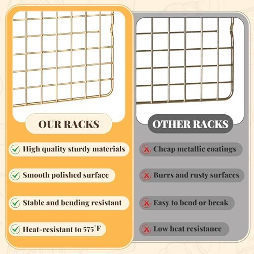 2 PCS Grid Wire Baking Cooling Racks, 10" x 15", Gold - Image 7