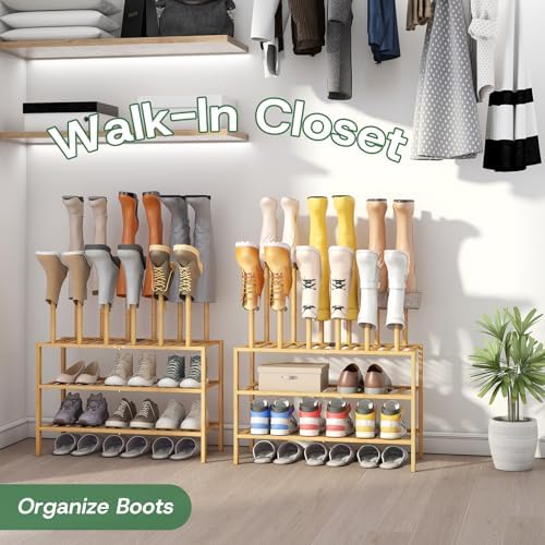 kiplant Tall Boot Rack Organizer - Bamboo Wood Boot Rack Shoe Rack for Entryway & Closet, Holds 6 Pair Tall Boots - Image 2
