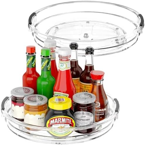 INCOSTAR Lazy Susan 2 Pack, 10.6 Inch Clear Turntable for Kitchen Cabinet by INCOSTAR