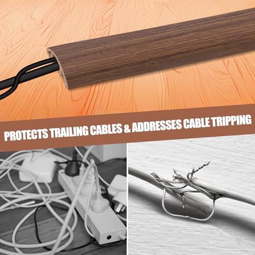 Floor Cord Cover Cable Cavity Self Adhesive Cord Hider Floor 10FT Floor Cable Management Power Cord Protector Floor Electric Cord Covers for Offices, Gym, Exhibitions (Misty Brown Wood, 1.57" x 10') - Image 6