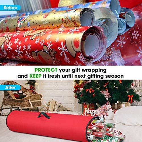 Wrapping Paper Storage Bag | Wrapping Paper Organizer Under Bed for Storing Multiple Rolls of Gift Wrap, 40” Length Container Constructed of Durable 600D Oxford Material (Red) - Image 4