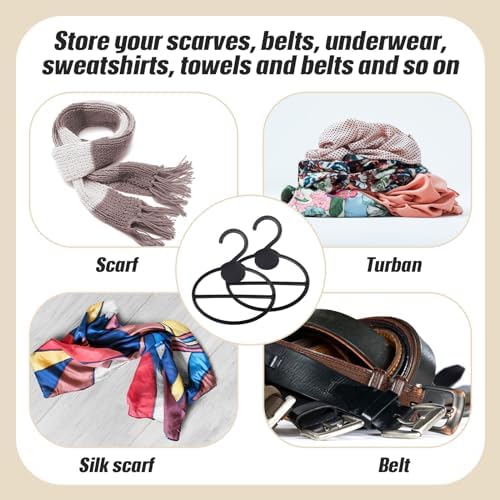 FoldTier 25 Pcs Scarf Hanger Plastic Holder Organizer Space Saving Scarf Organizer Clothes Hanger for Scarves Headscarves Clothing Sorting Storing (Black) - Image 3